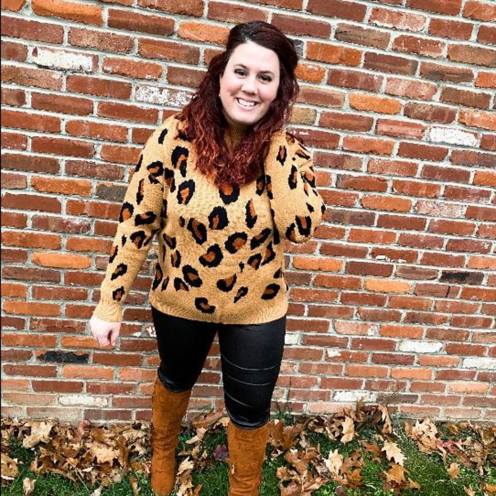 CHEETAH baby mock neck sweater -- REG ONLY